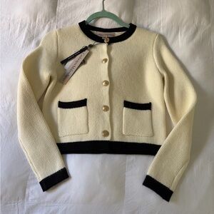 Catherine Malandrino Cream and Black Sweater Blazer